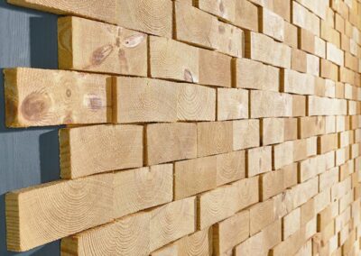 Wall covering of solid wood face blocks (NORTO Skov 135)